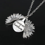 You Are My Sunshine Open Locket Sunflower Pendant
