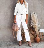 Spring Casual Linen Cotton Women Blouse