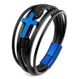 Men's Cross Bracelets Leather Stainless Steel Magnet Clasp