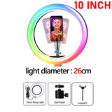 Colorful LED Ring Light with Tripod Stand and Phone Clip