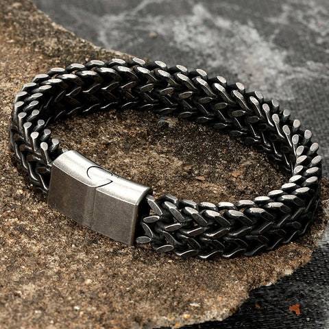 Men's Stainless Steel Chain Bracelet with Magnetic Clasp