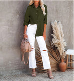 Spring Casual Linen Cotton Women Blouse