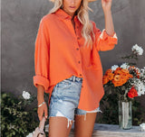 Spring Casual Linen Cotton Women Blouse