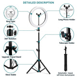 Colorful LED Ring Light with Tripod Stand and Phone Clip