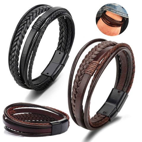Men's Multilayer Leather Braided Rope Bracelets