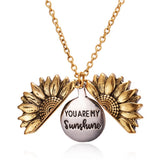 You Are My Sunshine Open Locket Sunflower Pendant
