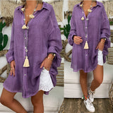 Women's Long Sleeve Plus Size Linen Shirt