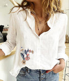 Long Sleeve Casual Linen Blouse
