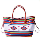 Large Capacity Tote Bag Mixed Color Tribal Hand Shoulder Bag