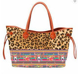 Large Capacity Tote Bag Mixed Color Tribal Hand Shoulder Bag