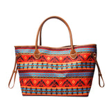 Large Capacity Tote Bag Mixed Color Tribal Hand Shoulder Bag