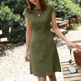 Summer O-Neck Zipper, Short Sleeve Sundress