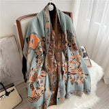 Dual Thick Winter Floral Pashmina Shawls and Cashmere Wraps