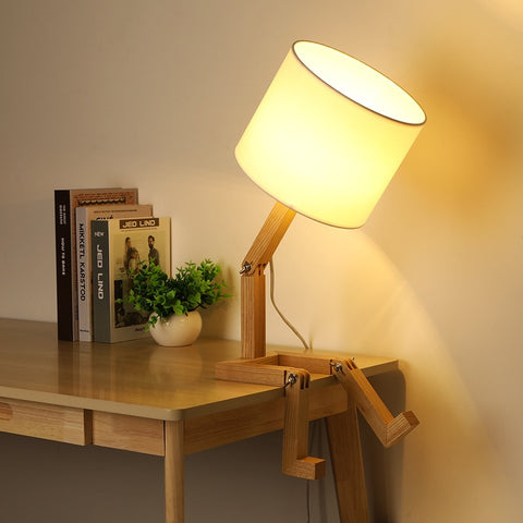 Wooden Manikin Tableside Lamp