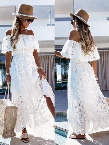 Summer White Trendy Casual Beachwear Cover-ups Outfit