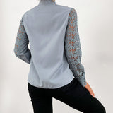 Women Sexy White Lace Patchwork Blouse