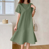 Summer O-Neck Zipper, Short Sleeve Sundress