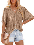 Women's Flared Sleeve Ruffle Chiffon Tops for Summer