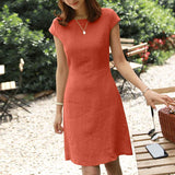Summer O-Neck Zipper, Short Sleeve Sundress