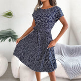 Chic Floral Pleated A Line Long Dress for Spring Summer