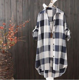 Women Plaid Spring/Summer Loose Blouse