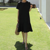 Summer O-Neck Zipper, Short Sleeve Sundress