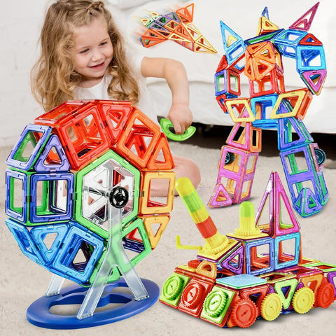 ZKZC 21-142pcs Big Size Magnetic Designer Magnet Building Blocks Construction Set Magnetic Bircks DIY Toys For Children Gifts