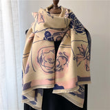 Dual Thick Winter Floral Pashmina Shawls and Cashmere Wraps