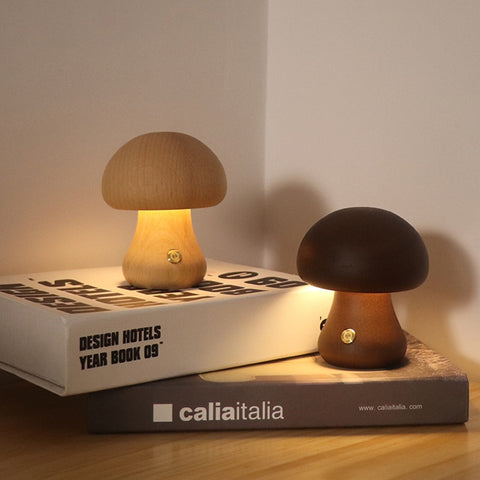 Cute Wooden Mushroom LED Lamp Light, Great for Bedside, Table Top or Children’s Room.