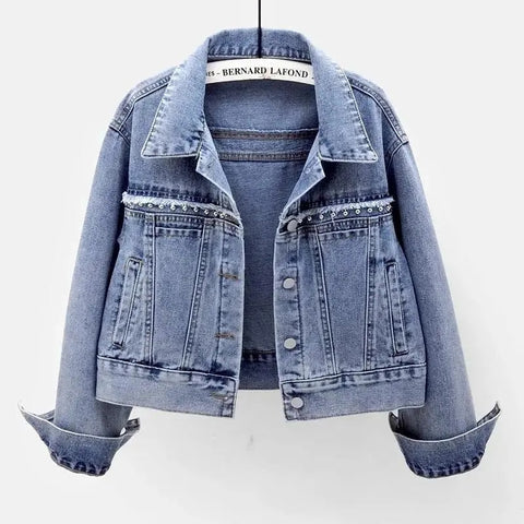 Spring Autumn Women Long Sleeve Short Jean Coat