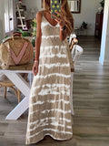 Women V Neck Boho Summer Tie-Dyed, Short Sleeve, Long Dress