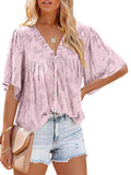 Women's Flared Sleeve Ruffle Chiffon Tops for Summer