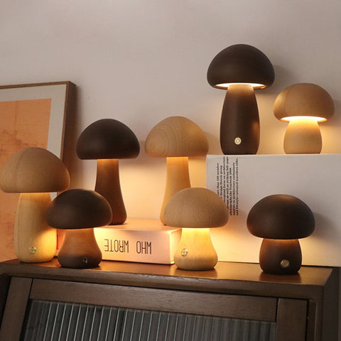 Cute Wooden Mushroom LED Lamp Light, Great for Bedside, Table Top or Children’s Room.