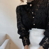 Women Sexy White Lace Patchwork Blouse