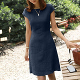 Summer O-Neck Zipper, Short Sleeve Sundress