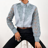 Women Sexy White Lace Patchwork Blouse