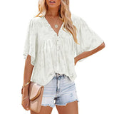 Women's Flared Sleeve Ruffle Chiffon Tops for Summer