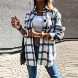 Retro Spring Autumn Long Sleeve Plaid Women's Oversized Blouse