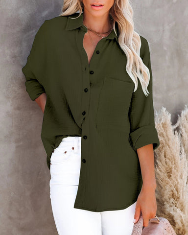 Spring Casual Linen Cotton Women Blouse