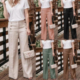 Women Wide Leg Linen Pants