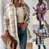 Retro Spring Autumn Long Sleeve Plaid Women's Oversized Blouse