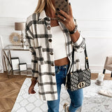 Retro Spring Autumn Long Sleeve Plaid Women's Oversized Blouse