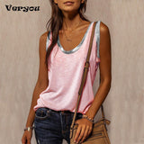 Summer Contrast Stitching Women Tank Tops