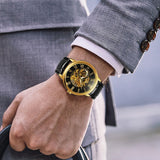 Men's Luxury Black Gold Skeleton Watches