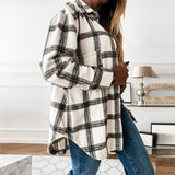 Retro Spring Autumn Long Sleeve Plaid Women's Oversized Blouse