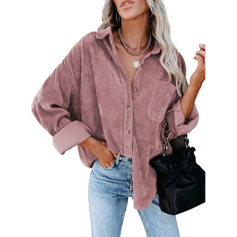 Oversize corduroy loose button shirt