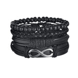 MeMolissa Braided Wrap Leather Men's Bracelets with Wood Beads Set