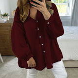 Casual Long Sleeve Single Breasted Women Blouse