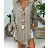 Women's Long Sleeve Plus Size Linen Shirt