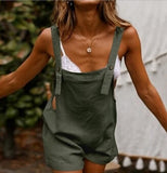 Women Loose Style Overalls Solid Color Playsuits